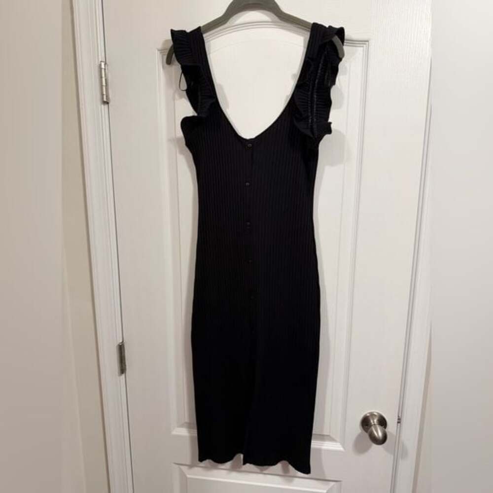 Zara Black Ruffle Sleeve Midi Dress